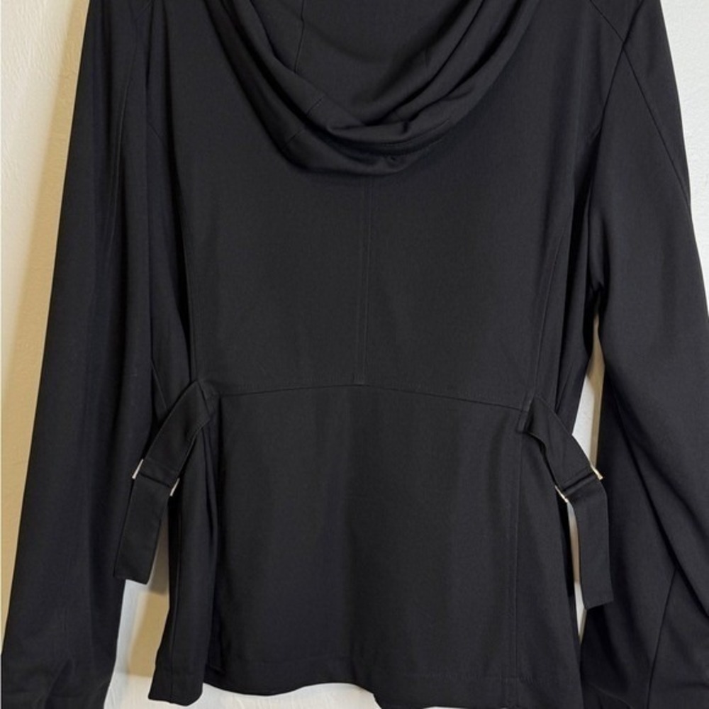 Dressbarn Womens Black‎ Softshell Hooded Jacket Full Zip Gingham Lining 51920008 - Picture 4 of 9